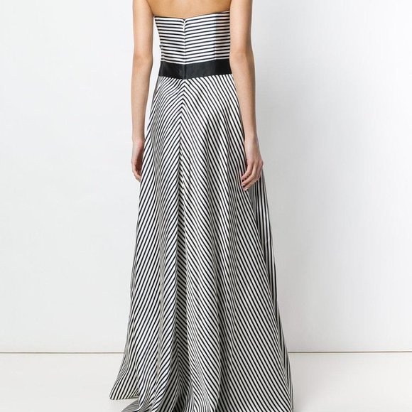 Halston | Strapless Striped Faille Gown - Picture 5 of 8